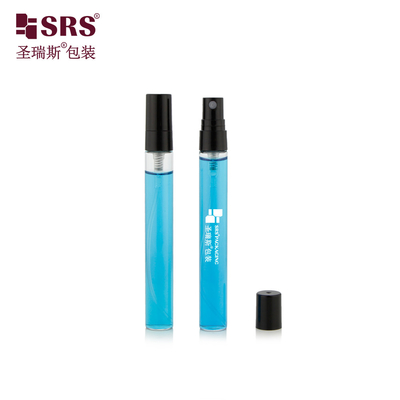 BLPP-10ML 14mm DIA Fumaça Fina Tamanho de Bolso Garrafa de vidro transparente com bomba de pulverização de plástico preto para perfume