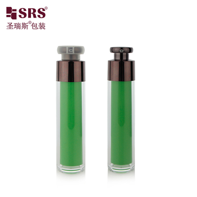 Embalagem cosmética de parede dupla AS plástica sem ar 15ml 30ml 50ml decoração personalizada cor vazia cuidados de pele loção de beleza soro de vácuo recipiente de bomba