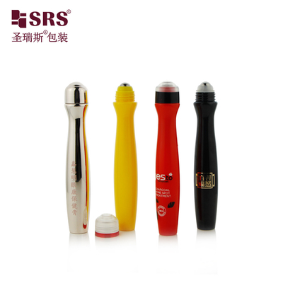 SRS8447-15ML Injecção e sopro Personalizar cor forma de cintura brilhante PETG plástico rol de garrafa
