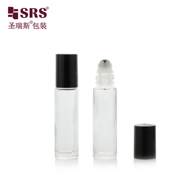 Whosale embalagem de fragrância 10 ml de vidro transparente rolo de bola de rolos em garrafa teste de vácuo 100% sem vazamento aplicador de cabeça de aço massagem para óleos essenciais de cuidados com a pele