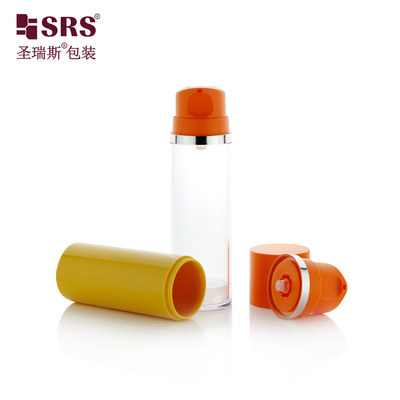 A0215 50ML 120ML 150ML Logotipo de estampação a quente AS garrafa sem ar com amostra gratuita de personalização de cor