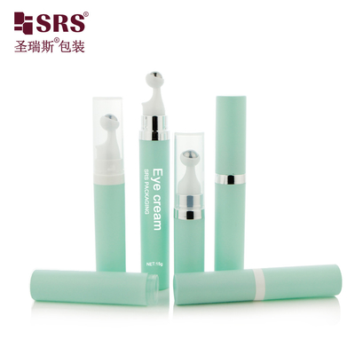 A0035 7.5ml 10ml 15ml Pressão sem ar redonda de plástico PP PCR soro de olho massagem de rolos garrafa de bola de aço