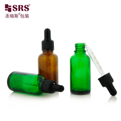 D002 Frasco de vidro de gotejamento verde-azul-azul-claro para soro cosmético Oir essencial