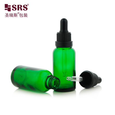 D005 Óleo de Massagem Corporal Vazio Ambar Verde Garrafa de Vidro Azul com tampa de goteador Cor Personalizada