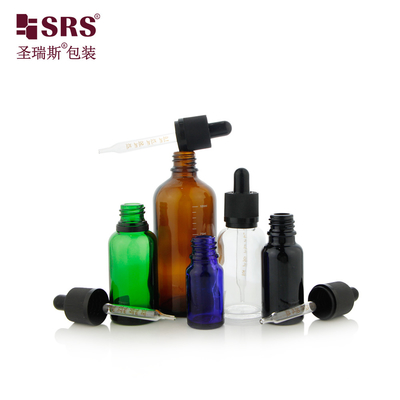 D006 15 ml 30 ml 50 ml Garrafa de vidro verde transparente e transparente para soro facial