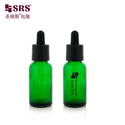 D009 Vidro redondo de parede espessa 5ML 10ML 15ML 20ML 30ML 50ML 100ML Frasco de gotejar com tampa à prova de adulteração para o soro facial