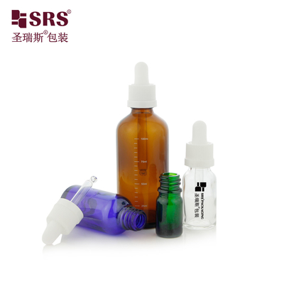D010 Exquisitas garrafas de vidro transparente moldadas com tampas CRC resistentes a crianças e tampas de gotas de precisão adaptadas ao soro de essência capilar premium