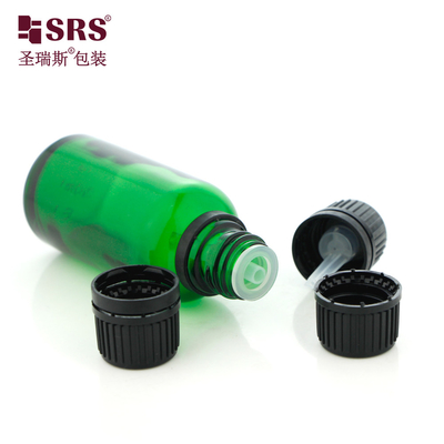 G001 Garrafas de vidro moldado com parafuso de enchufe e tampas à prova de adulteração Ideal para armazenar e preservar óleos essenciais Com tampas de plástico preto duráveis