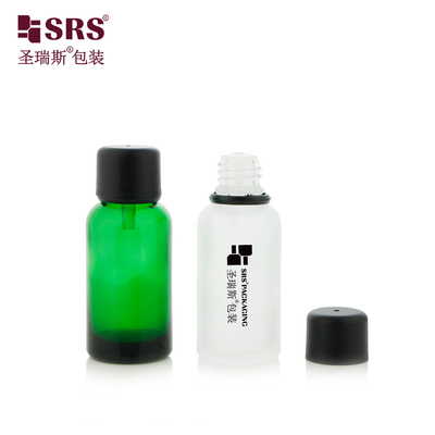 G007 Garrafa de vidro redonda com tampa de parafuso, pára-gotas vertical, inserção de tampa à prova de adulteração, embalagem de óleo líquido de cor personalizada