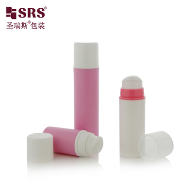 A0211 15ml 30ml 50ml Forma redonda Elegante bomba de plástico sem ar Loção frasco rosa Snap On Design Pump