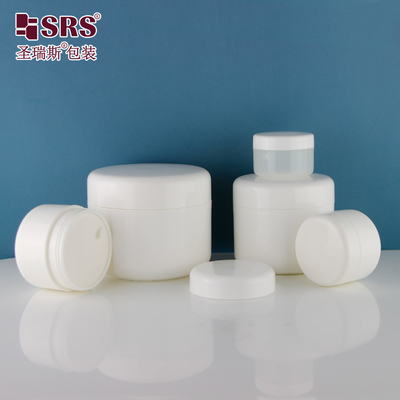 SRSA 15g 20g 30g 50g 100g 150g 200g 250g Esquina redonda plástico injetável branco brilhante frasco de parede única embalagem