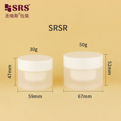 SRSR 30g 50g Vidro de creme plástico de plástico para injecção de cosméticos vazio Contenedor transparente congelado substituível