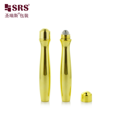 SRS8447-15ML Ouro Brilhante Metalizado Vazio PETG Rolo de Plástico na Garrafa Para Gel Ocular Forma da cintura