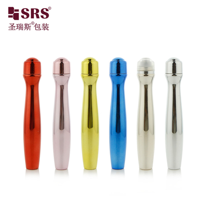 SRS8447-15ML Rolo de plástico PETG metalizado brilhante na garrafa para massagem de gel de olhos Embalagem cosmética