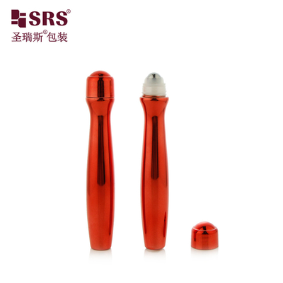 SRS8447-15ML Rolo de PETG metálico brilhante em frascos para gel para olhos com função de massagem terapêutica em embalagens cosméticas
