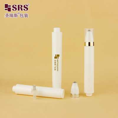 Frasco Roll-On Airless em formato de caneta redonda com acabamento fosco e brilhante branco para injeção de 15ML AY para recipiente de creme para os olhos