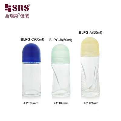 BLPG 50ml 60ml Forma única Rolo de vidro vazio em garrafa para desodorante corporal Gel Antiperspirante Embalagem