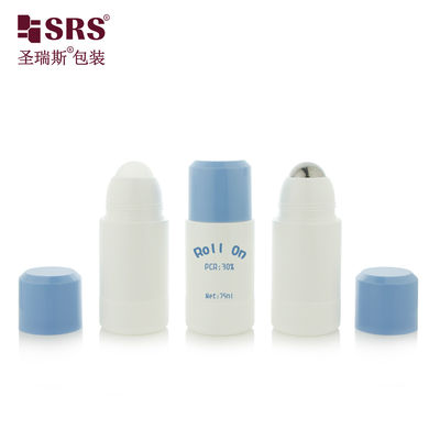 RPPE 50 ml 75 ml garrafas de plástico de rolos de peso leve estilo recarregável para gel de desodorante e essência corporal de viagem