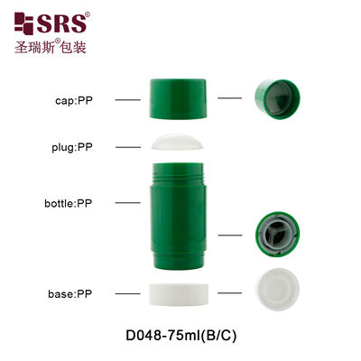 D048 Injecção Custom Color verde de plástico PP PCR Deodorante Stick Container Wholesale Luxury Cosmetic Packaging
