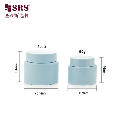 SRSJL 50g 100g Pote de Creme PP Vazio Azul Fosco Pintado Personalização Frascos para Esfoliação Corporal