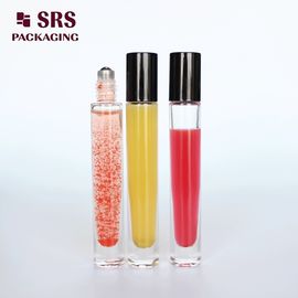 10 ml de frasco de vidro de parede espessa e transparente, de rolos, de esferas metálicas, de frasco de óleo de fragrância de luxo, vazio