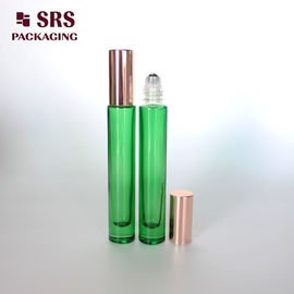 Rolo de vidro de parede espessa verde transparente de 10 ml em frasco para óleo de perfume