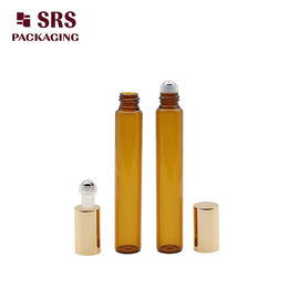 10 ml de luxo de parede fina bolso tamanho de viagem óleo essencial de vidro âmbar garrafa de rolos