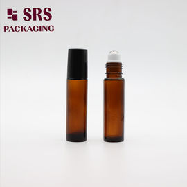 Botão de massagem de óleo essencial vazio de 10 ml de vidro transparente de ambre castanho