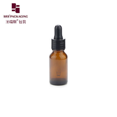 óleo de soro de vidro vazio de cor âmbar para cuidados com a pele em estoque frasco de gotas de 15 ml