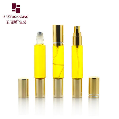10 ml de tampa de ouro vazia de dupla cabeça de desenho de rolos e frasco de spray para perfume