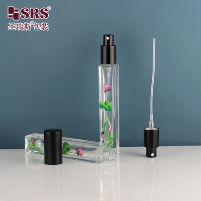 Forma quadrada vidro transparente vazio bomba de spray de luxo de perfume atomizador 10ml