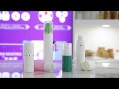 A024 frasco branco e tampa branca com linha prateada frasco sem ar PP para loção sérica